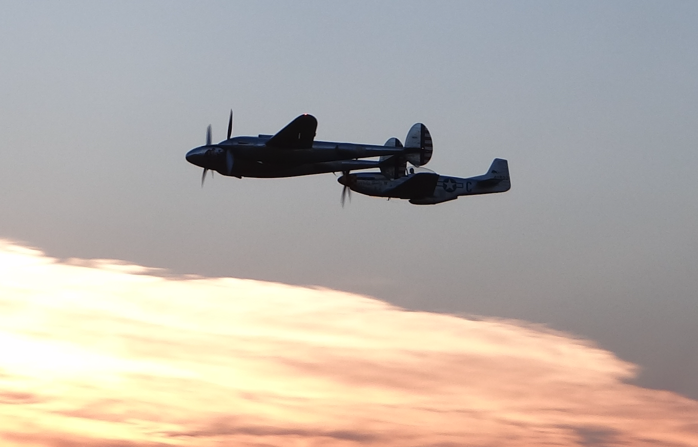 Lockheed P-38 Lightning and North American P-51 Mustang. 2021 year. Photo by Karol Placha Hetman
