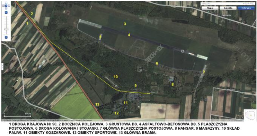 Lotnisko Sochaczew w widoku z satelity. 2009 rok. Praca Karol Placha Hetman