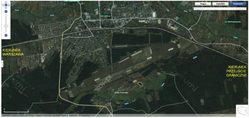Lotnisko Biała Podlaska widok z satelity. 2009 rok. Zdjęcie LAC