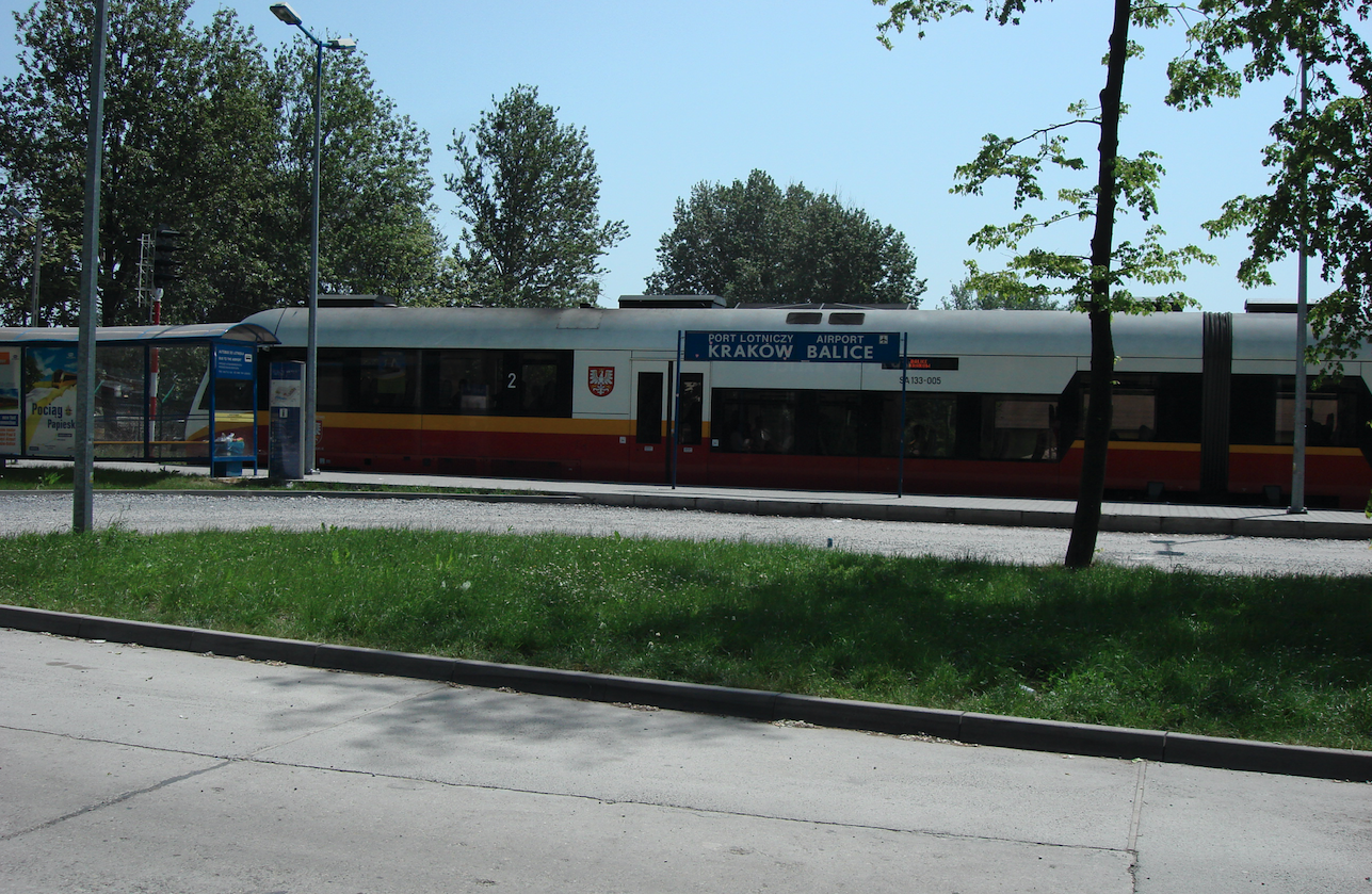 Kraków Balice railway stop and train SA133-005. 2008 year. Photo by Karol Placha Hetman