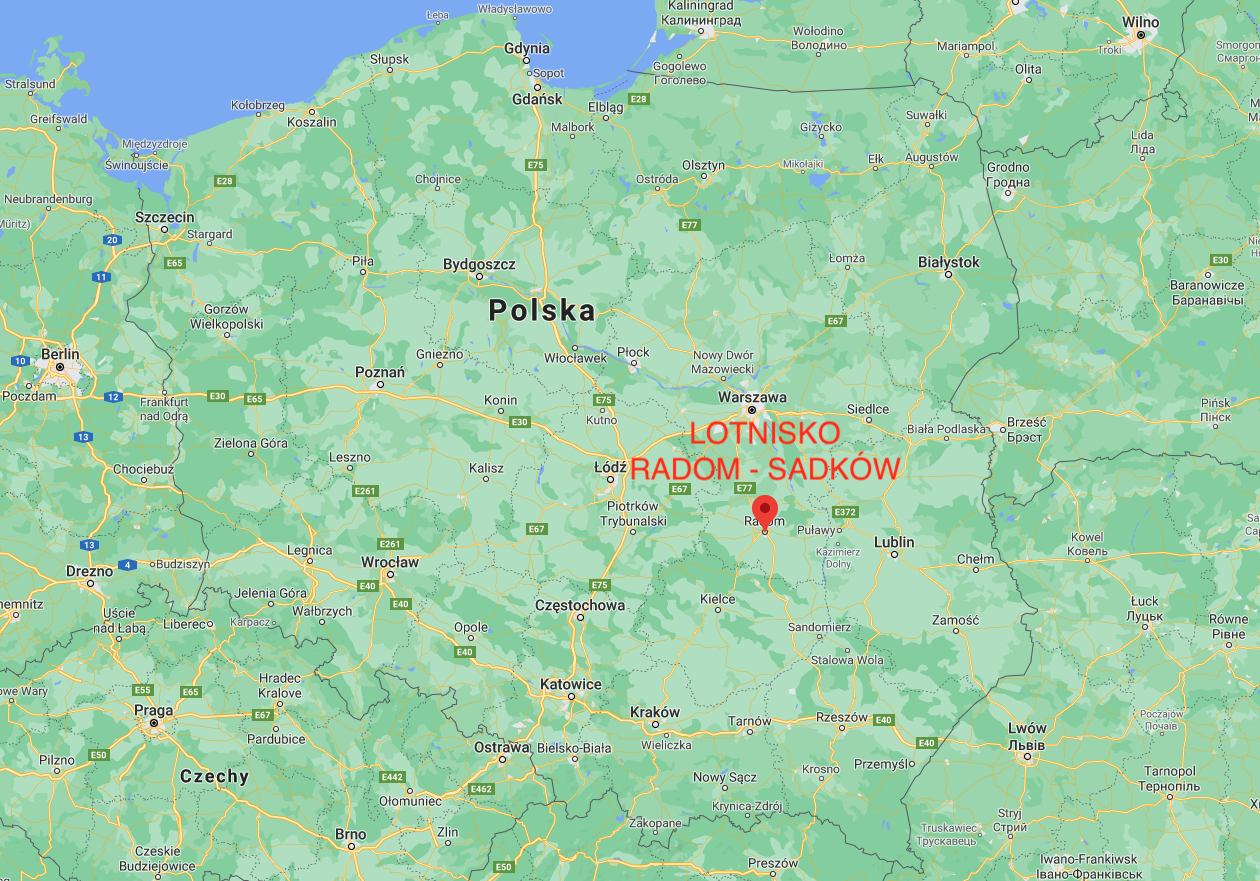 Radom - Sadków airport on the Map of the Republic of Poland