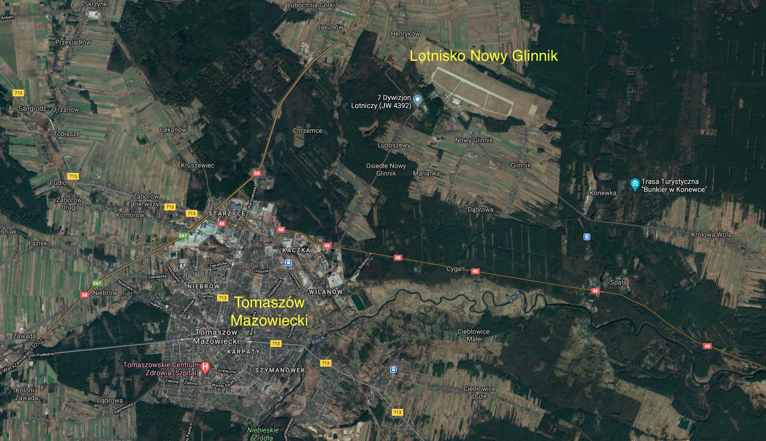 Tomaszów Mazowiecki airport. 2012 year. Satellite image
