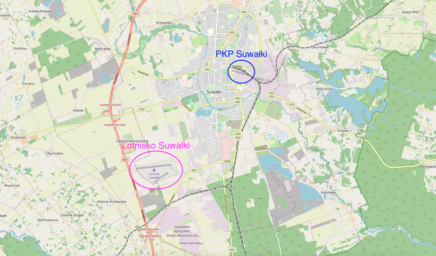 Lotnisko i stacja kolejowa w Suwałkach. 2023 rok. Praca Karol Placha Hetman