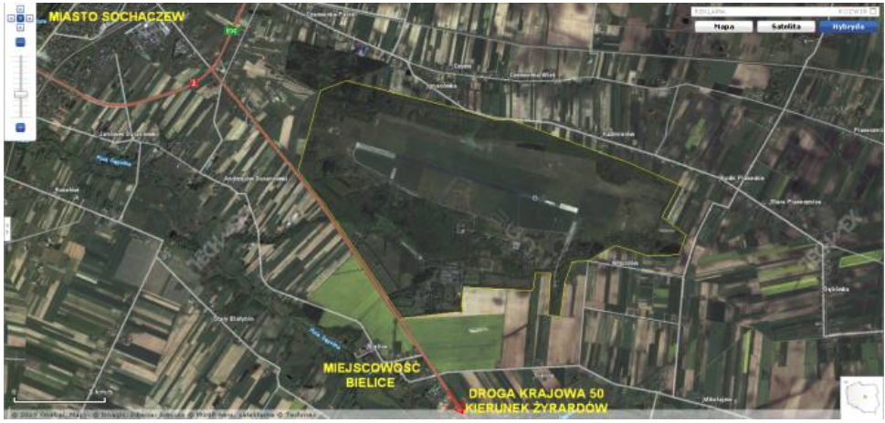 Sochaczew airport in the view from the satellite. 2009 year. Work by Karol Placha Hetman