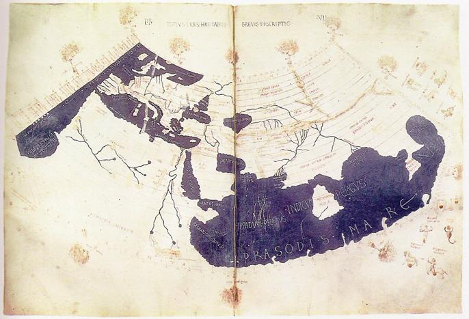 Mapa Świata Ptolemeusza z 160r. Zdjęcie z Wikipedii.