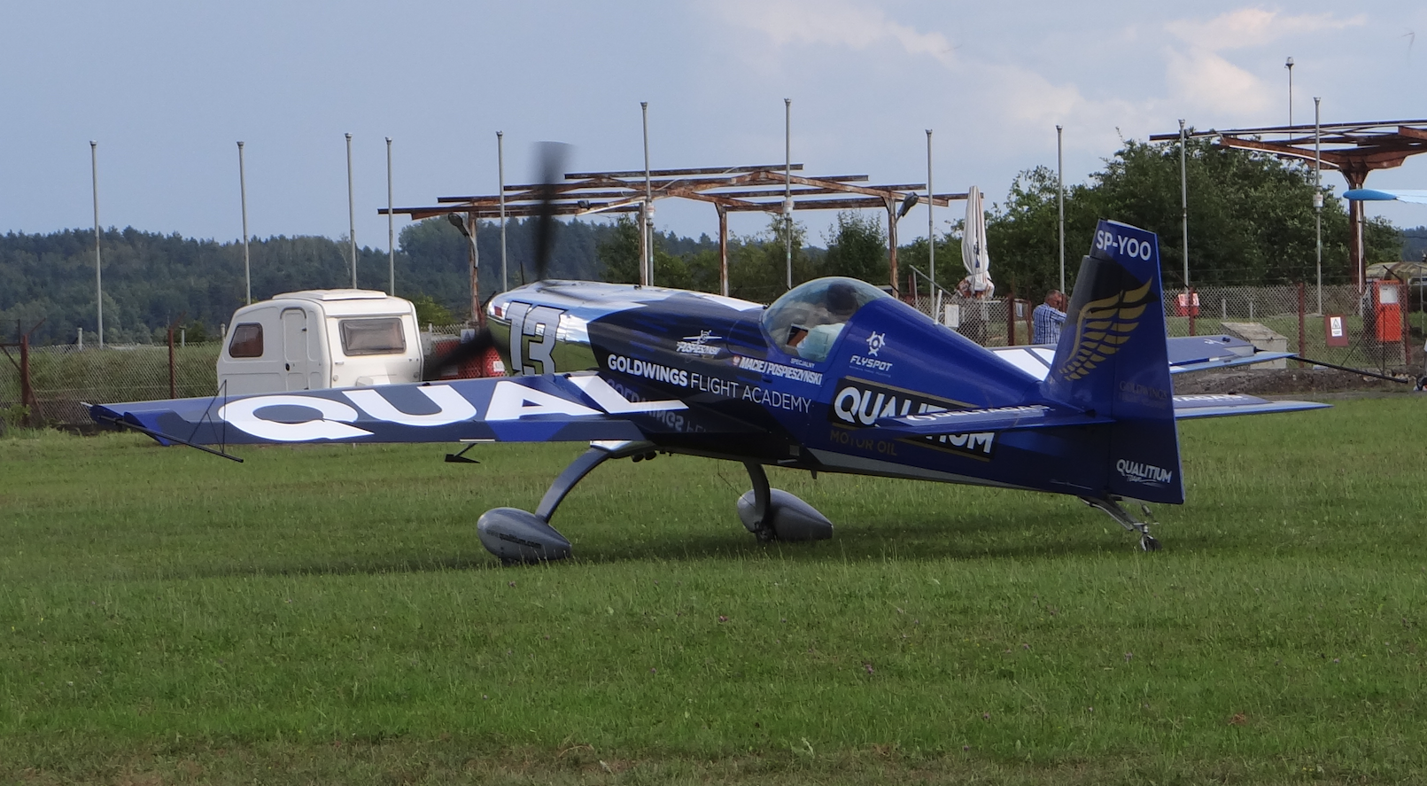 Maciej Pospieszyński Extra 330 SC SP-YOO plane. Mazury Air Show 2018. Photo by Karol Placha Hetman