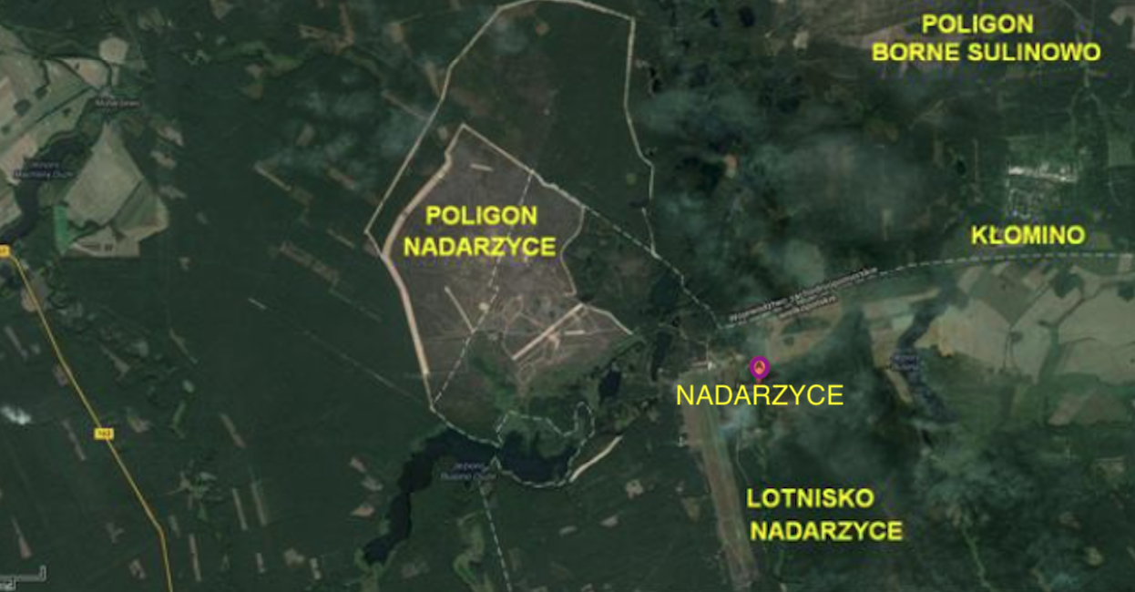 Nadarzyce airport and training ground. 2013 year. Satellite image
