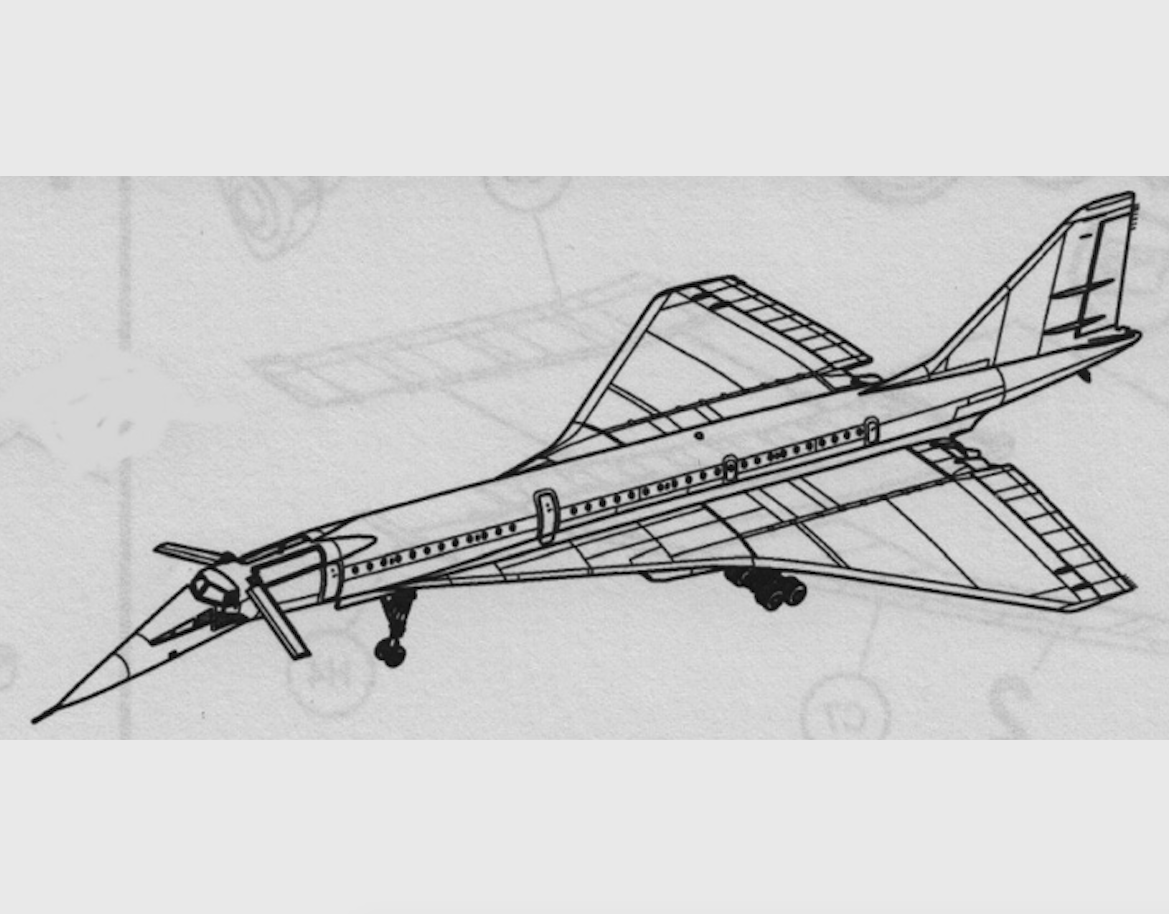 Nowy samolot Tu-144. 1973 rok. Zdjęcie z planów modelarskich