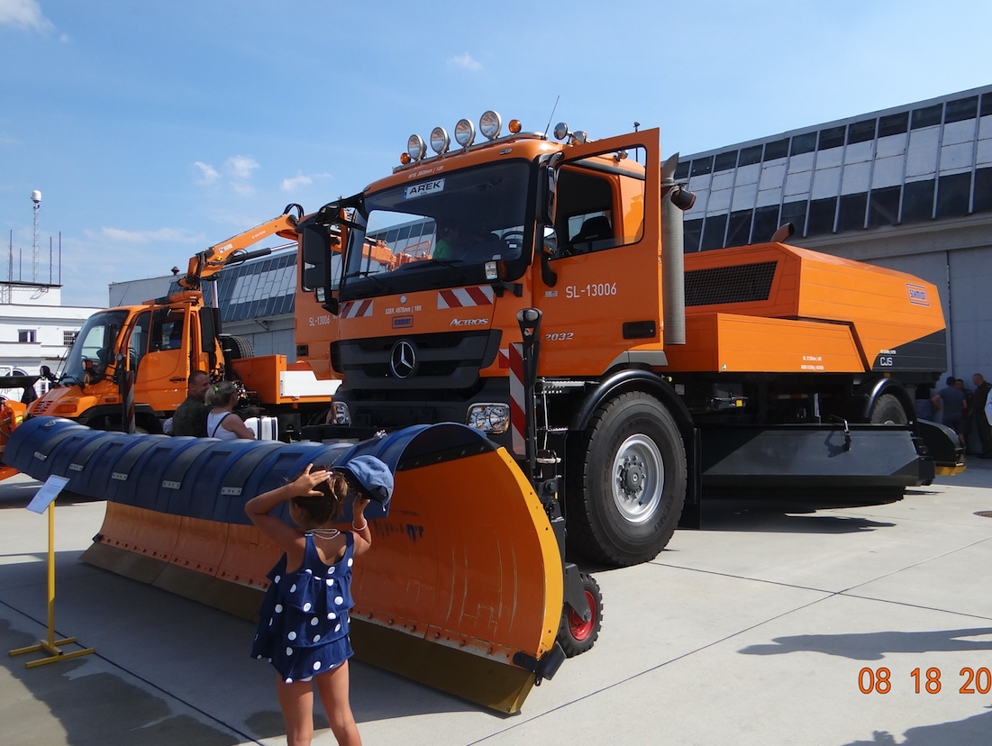 CJS 914 Super II airport cleaner with a plow based on the Mercedes Actros chassis. 2017. Photo by Karol Placha Hetman
