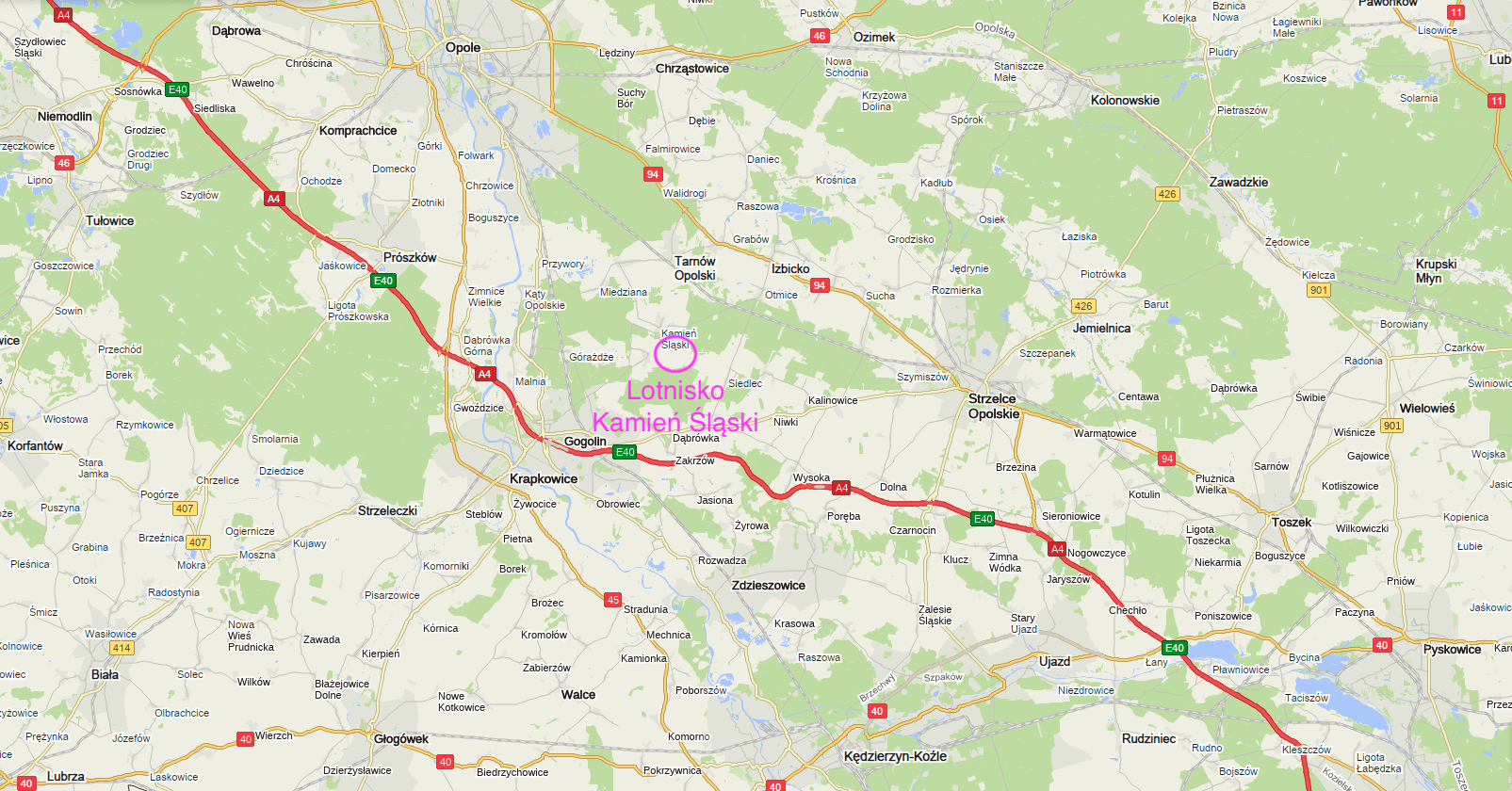 Kamień Śląski airport on the Map of the Republic of Poland. 2011 year. The work by Karol Placha Hetman