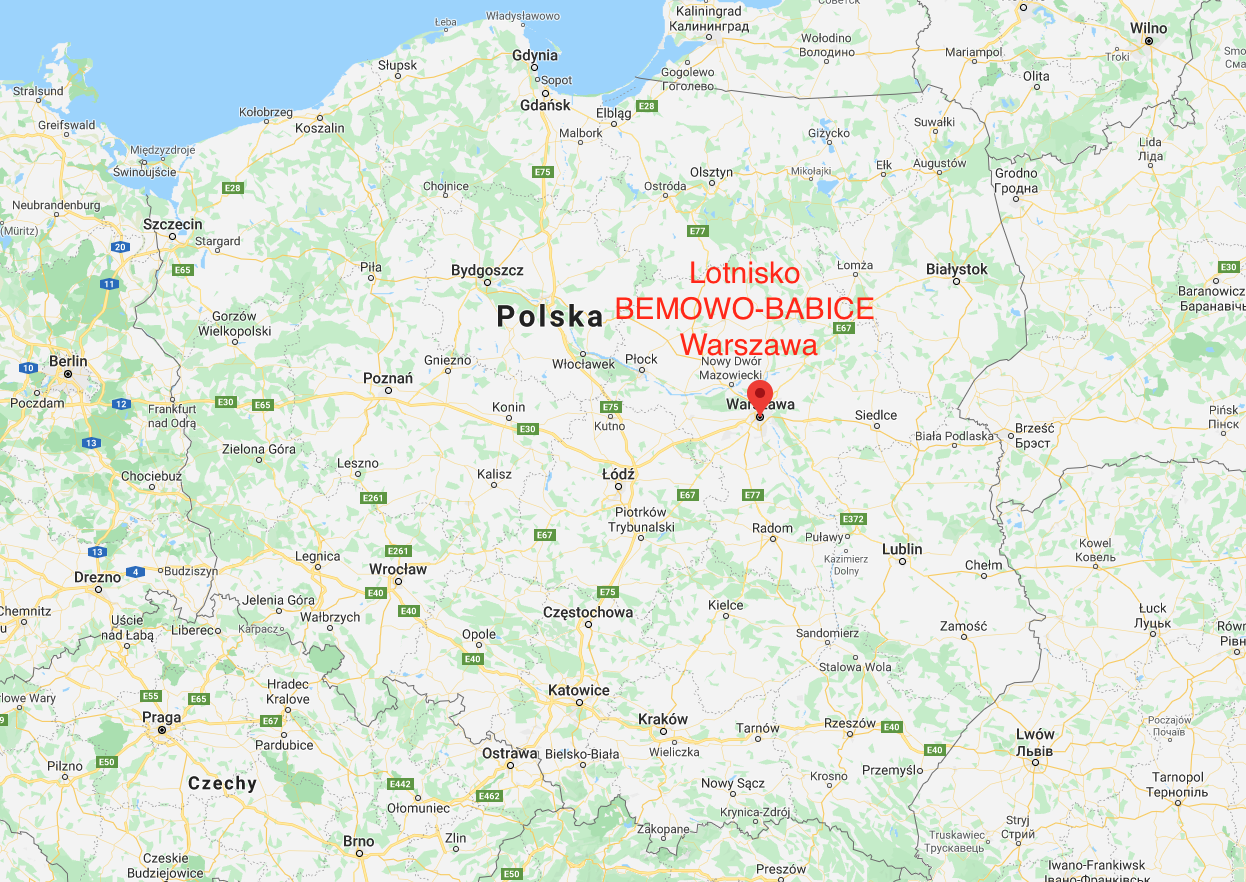 Bemowo airport on the map of Poland. 2013 year. Photo of LAC