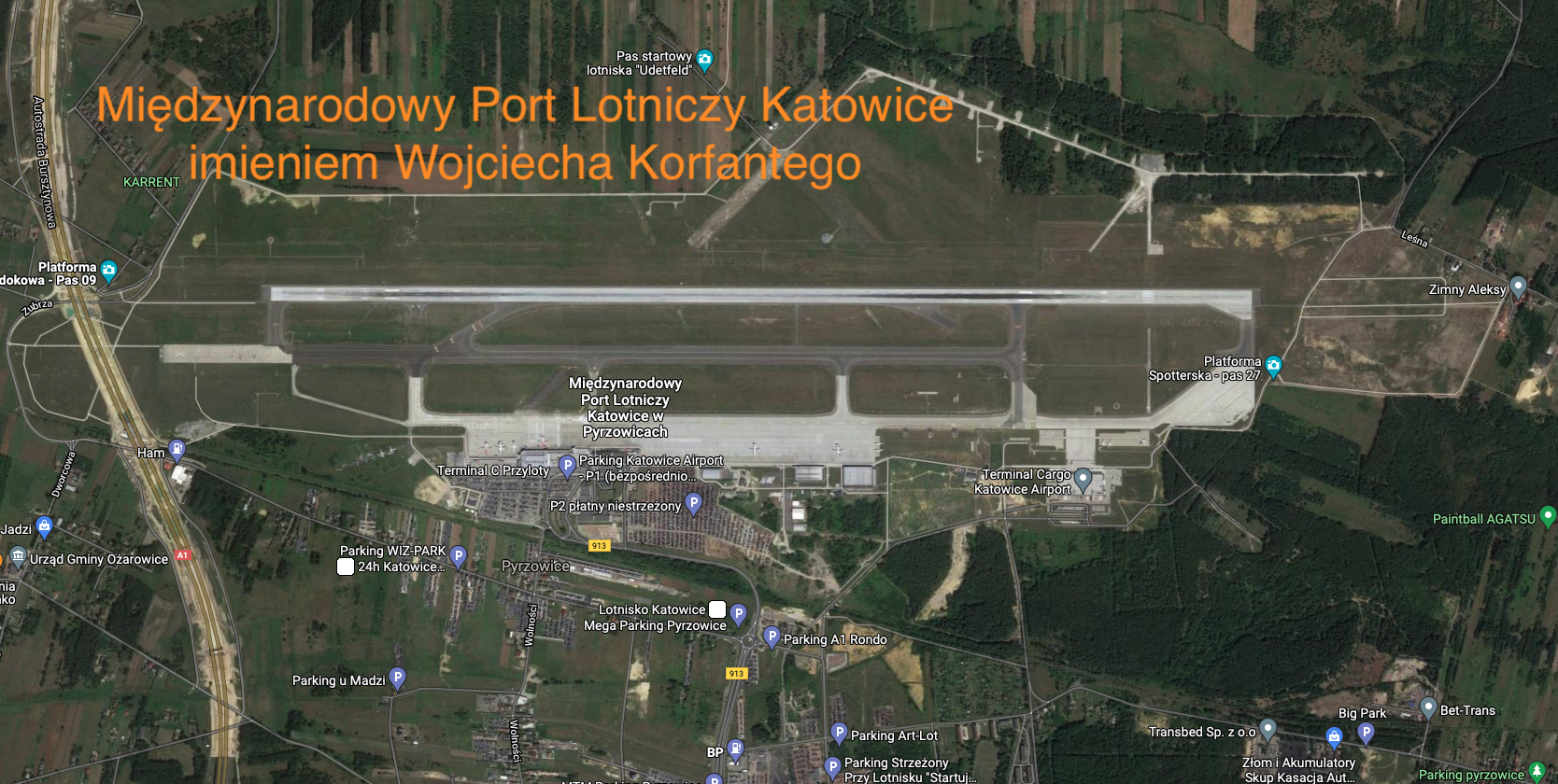 Mierzęcice Pyrzowice airport. 2022. GoogleMaps photo