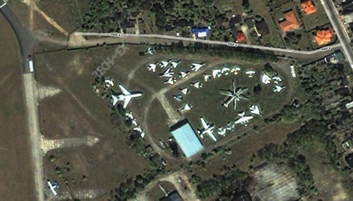 Aviation museum in Lublinek. 2005 year. Satellite image