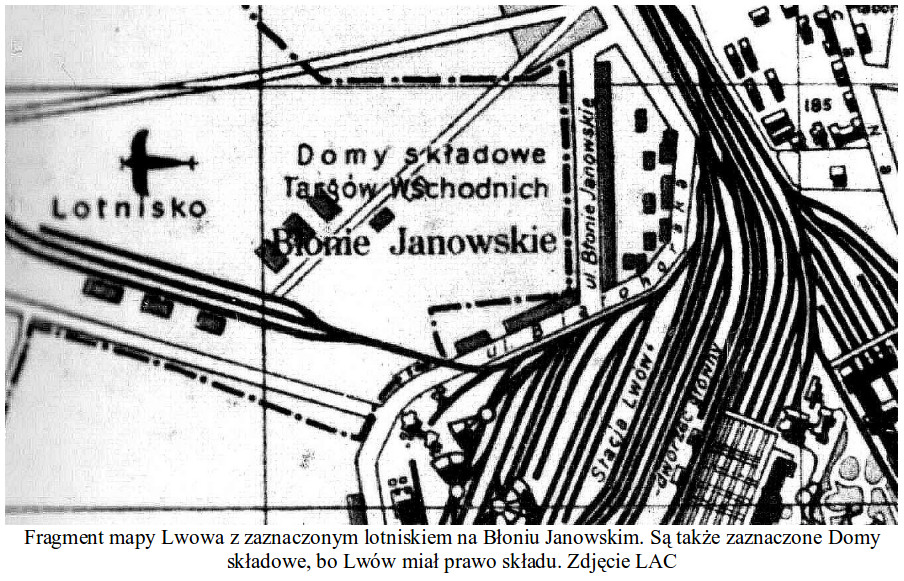 Lotnisko Lewandowska na dawnej mapie. Zdjęcie LAC