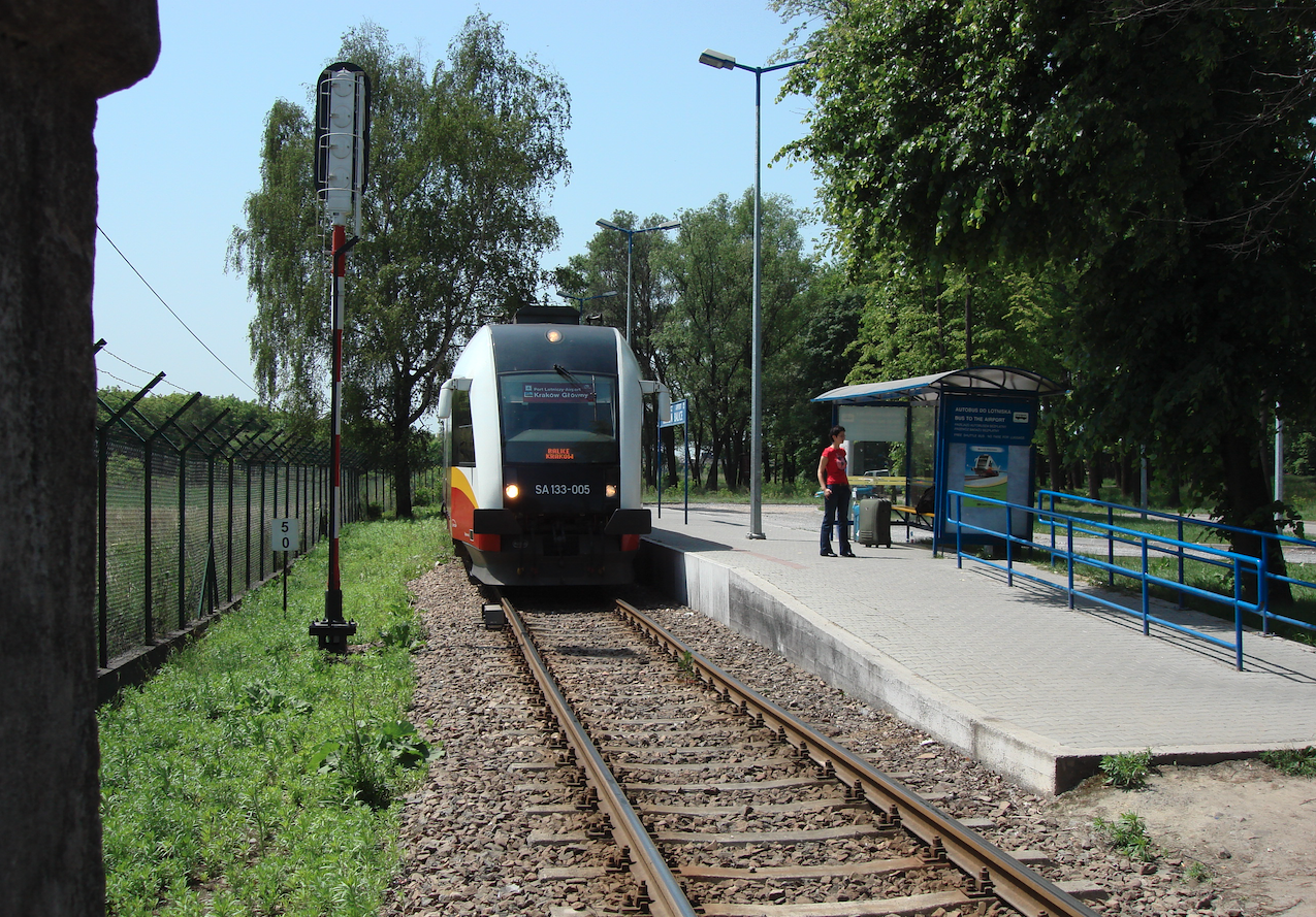 Kraków Balice railway stop and train SA133-005. 2008 year. Photo by Karol Placha Hetman