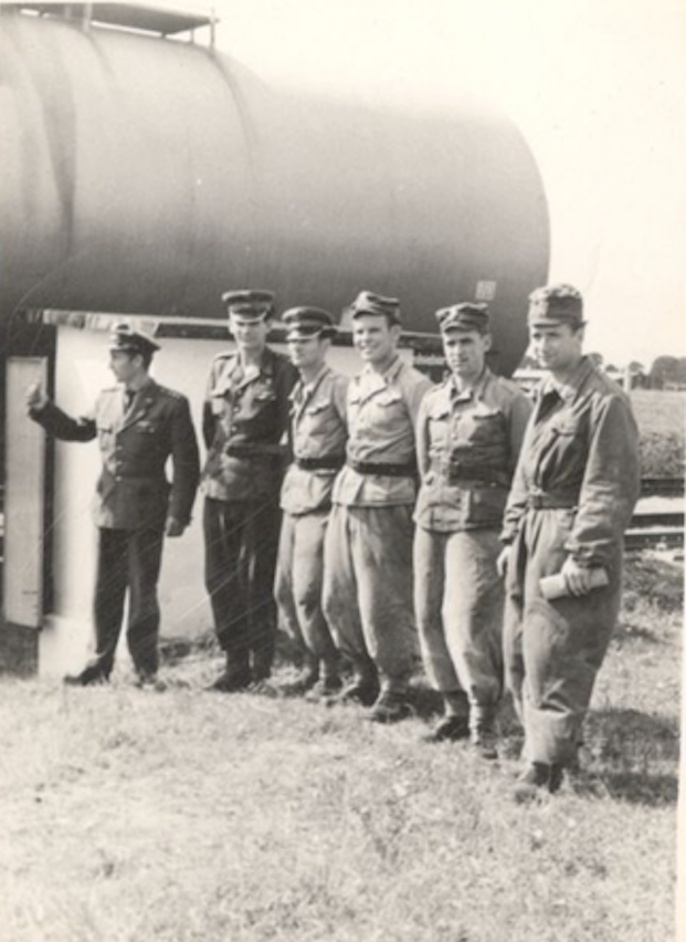 Check-in before unloading a rail tanker with aviation fuel. Krzesiny airport 1959. Photo of LAC