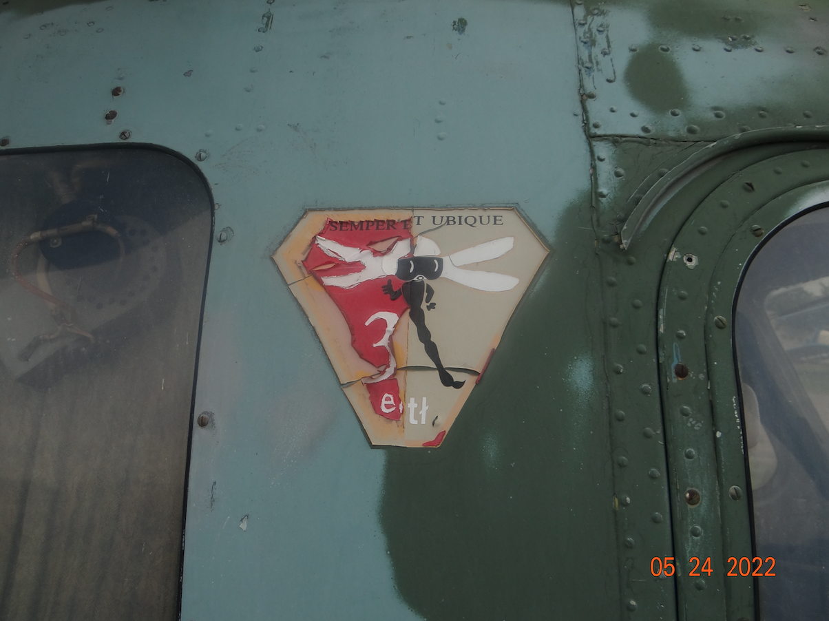 The emblem of the 3rd Squadron on the PZL Mi-2 helicopter. 2022. Photo by Karol Placha Hetman