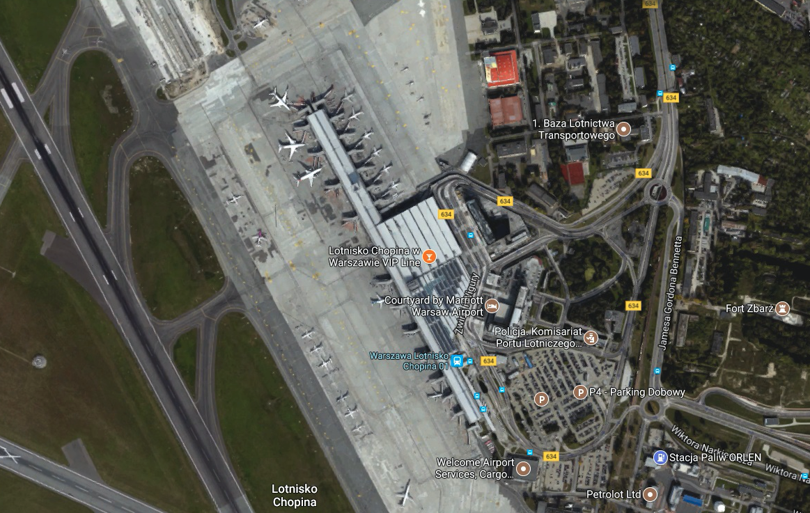 Lotnisko Okęcie. 2017 rok. Zdjęcie google