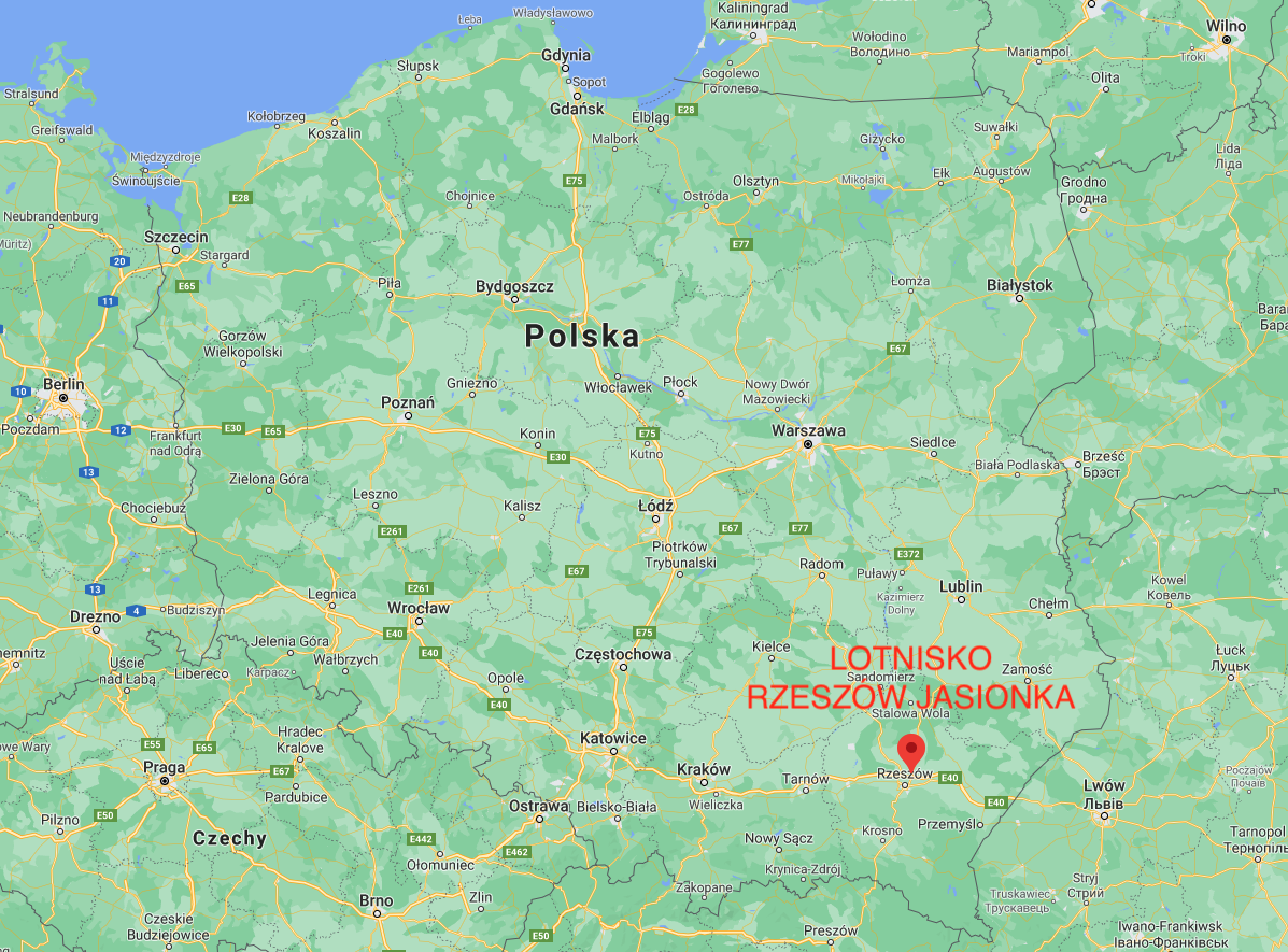 Rzeszów Jasionka airport on the Map of Poland
